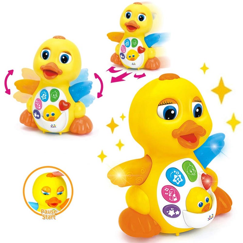 Yiosion Musical Flapping Yellow Duck Interactive Action Educational Learning Walking Light Up Dancing Toy for 1 Year Old Baby Toddler Infant - Image 3